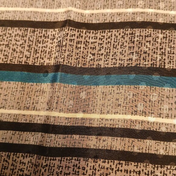 New Chiffon Fabric By The Yard Gray Teal Black Stripe Very Pretty! No stretch - Picture 4 of 5